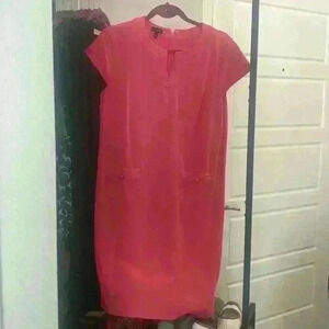 Talbots Salmon Pink Jersey Stretch Sheath Shift Dress size 10
